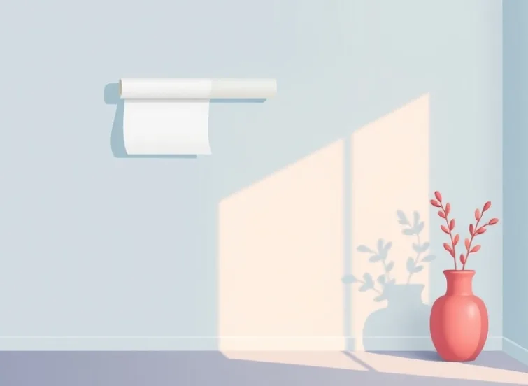 Pose de papier peint, rouleau et brosse à maroufler